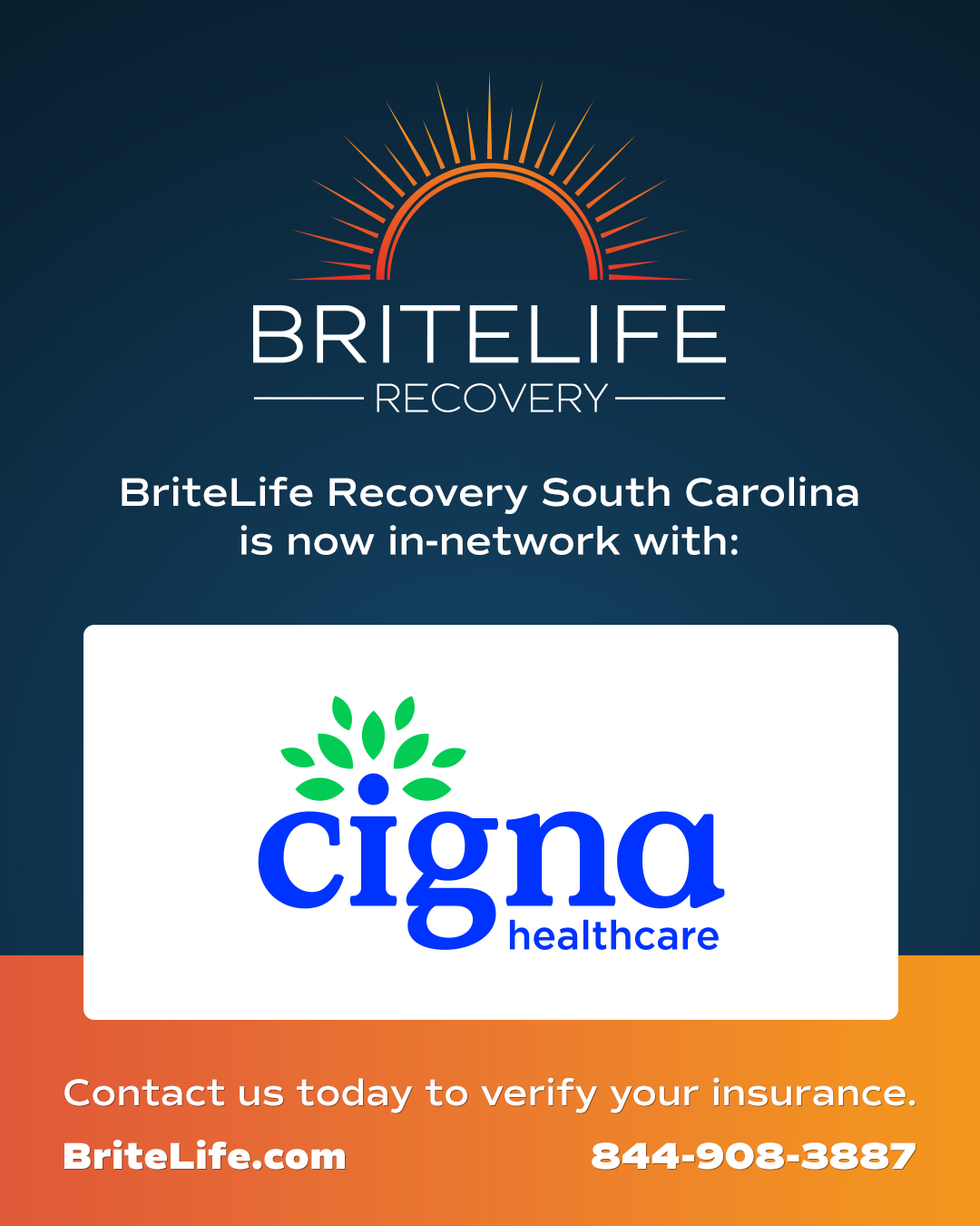 BriteLife Recovery Hilton Head Is Now In-Network with Cigna